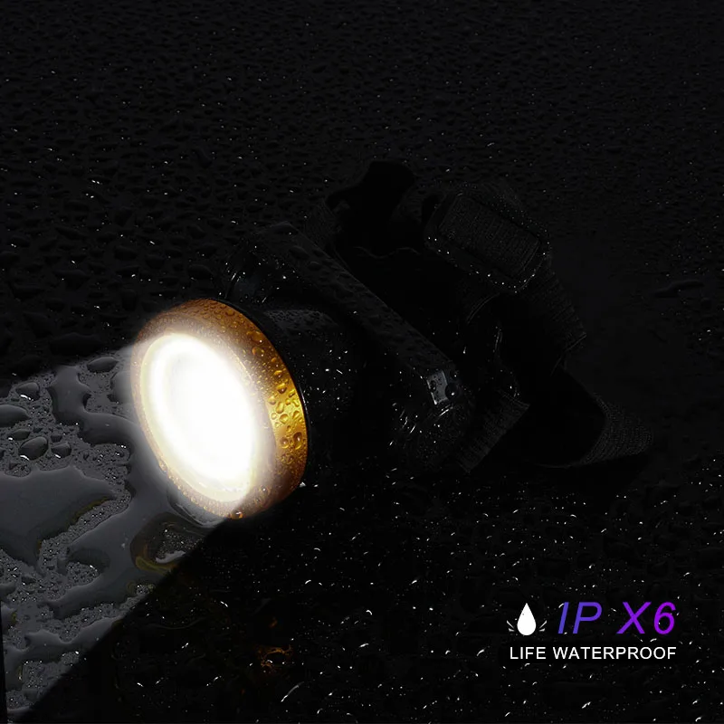 

GIJOE led Q5 headlamp rotate switch cob headlight waterproof built-in battery usb rechargeable led strobe light camping light
