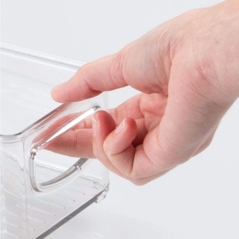 

2021 2Pcs Stackable Plastic Food Storage Bin with Handles for Kitchen Pantry, Cabinet, Refrigerator, Freezer - Organizer