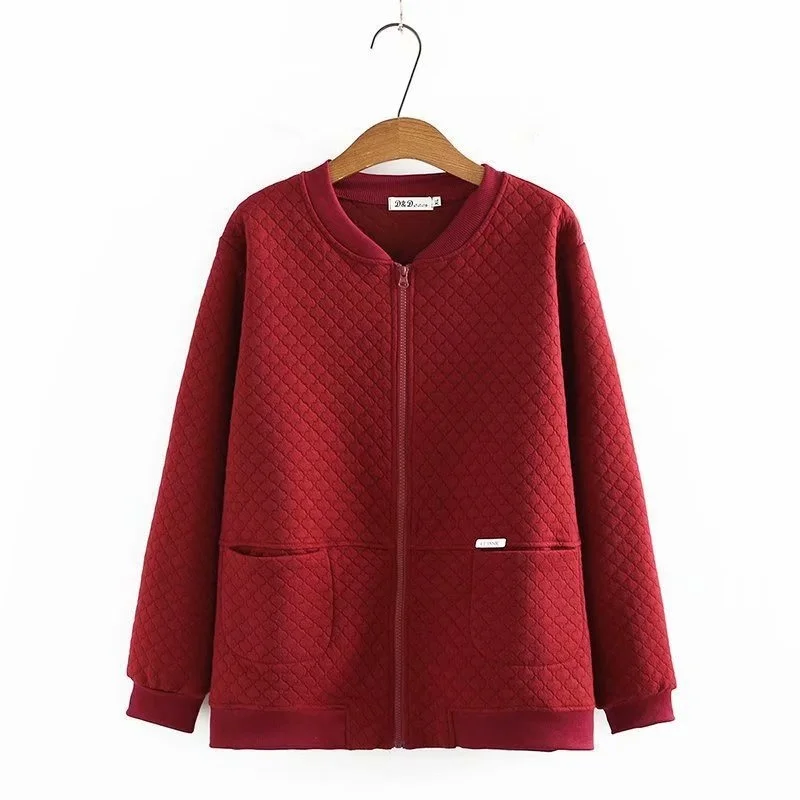 

Plus Size XL-3XL Women's Zip Up Baseball Jackets Solid Color A-line Fashion Autumn New Outerwear Oversized Baseball Jackets