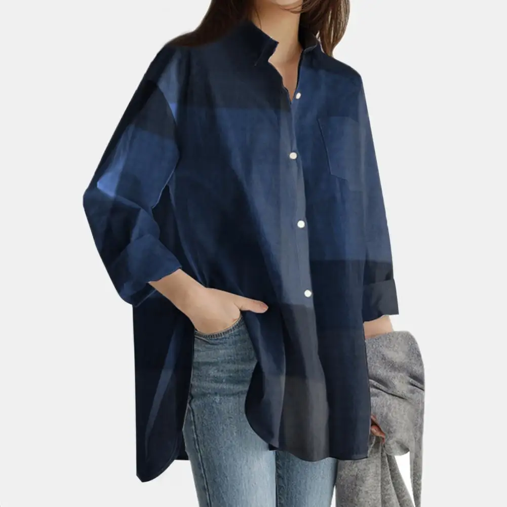 

Женские блузки Модная одежда с длинными рукавами и отложным воротником, из кусков, рубашка повседневная женская блуза Топы размера плюс Blusas...