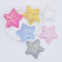 12pcs glitter fabric padded star applique for diy headwear hair clips decor baby hats headbands ornaments accessoies patches l40