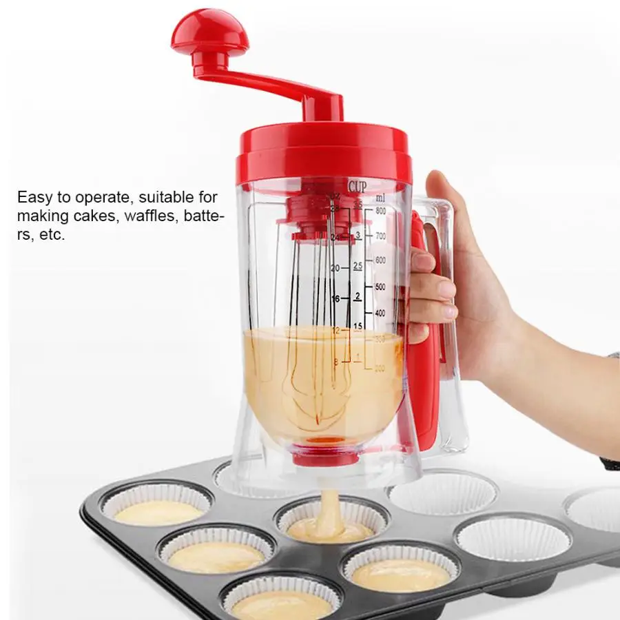 

800ML Batter Dispenser Manual Pancake Cupcake Batter Mixer Dispenser Blender Machine Cakes Cream Butter Cake Whisk Baking Tools