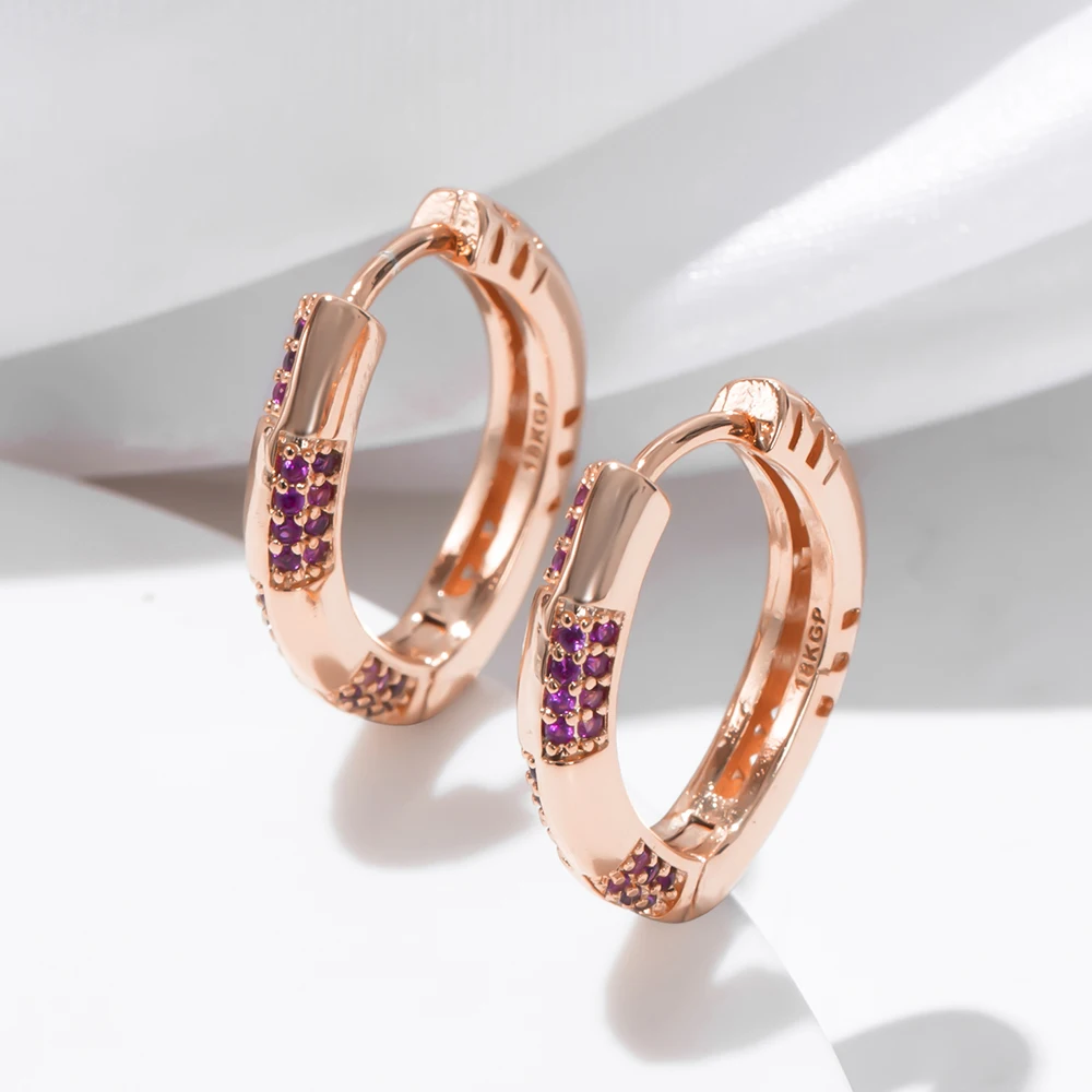 

ESSFF High Quality Fashion Rose Gold Plated Piercing Earrings Luxury AAA Crystal Zircon Hoop Earrings For Women Trend Jewelry