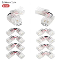 5set l shape 2pin led connector for connecting corner right angle 5050 3528 led strip push in terminal block conectors