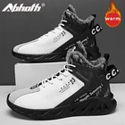 Мужские кроссовки для бега Abhoth, удобные Прогулочные кроссовки с высоким вырезом, плюшевые, сохраняющие тепло, Нескользящие, износостойкие, зимние кроссовки 45