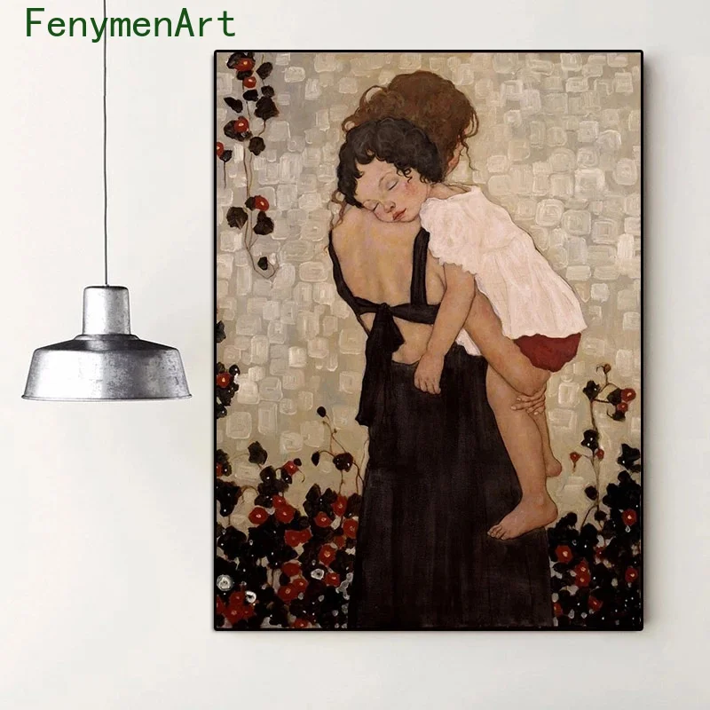 

Mother Holding Child Decorative Paintings Gustav Klimt Canvas Oil Painting Nordic Wall Posters And Prints Home Living Room Decor