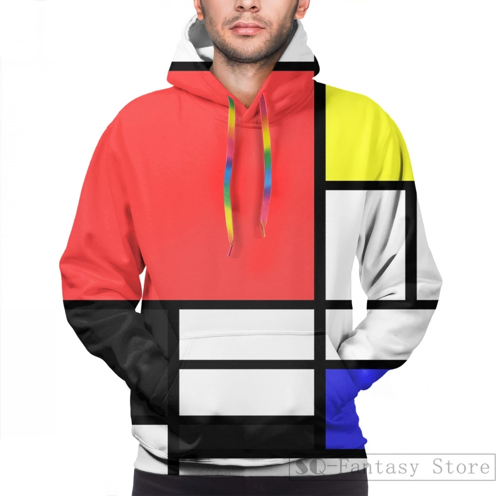 Женские Смешные повседневные толстовки с принтом Mondrian 40592 | Мужская одежда