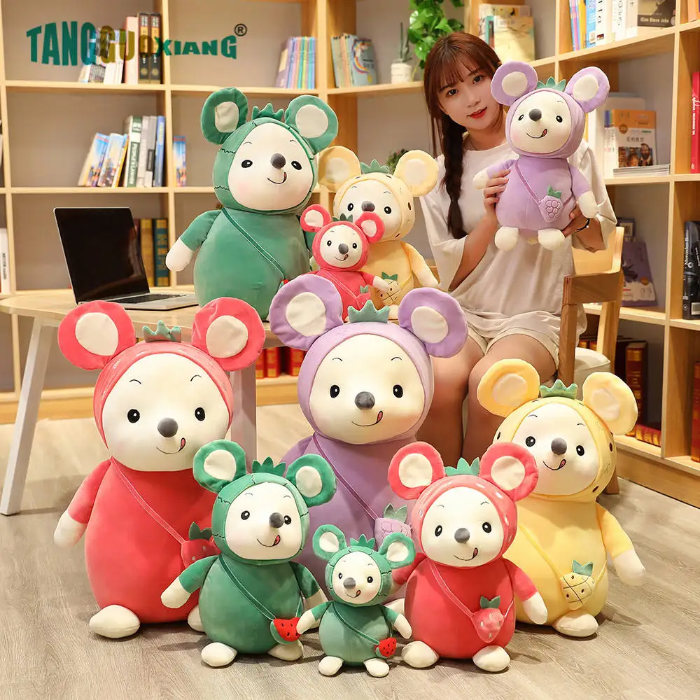 

Soft Stuffed plush Animals Dolls Cute Fruit Mouse Plush Toys Rat Christmas Gift Baby sleep Partner Kids Girl Playmate 25-70cm