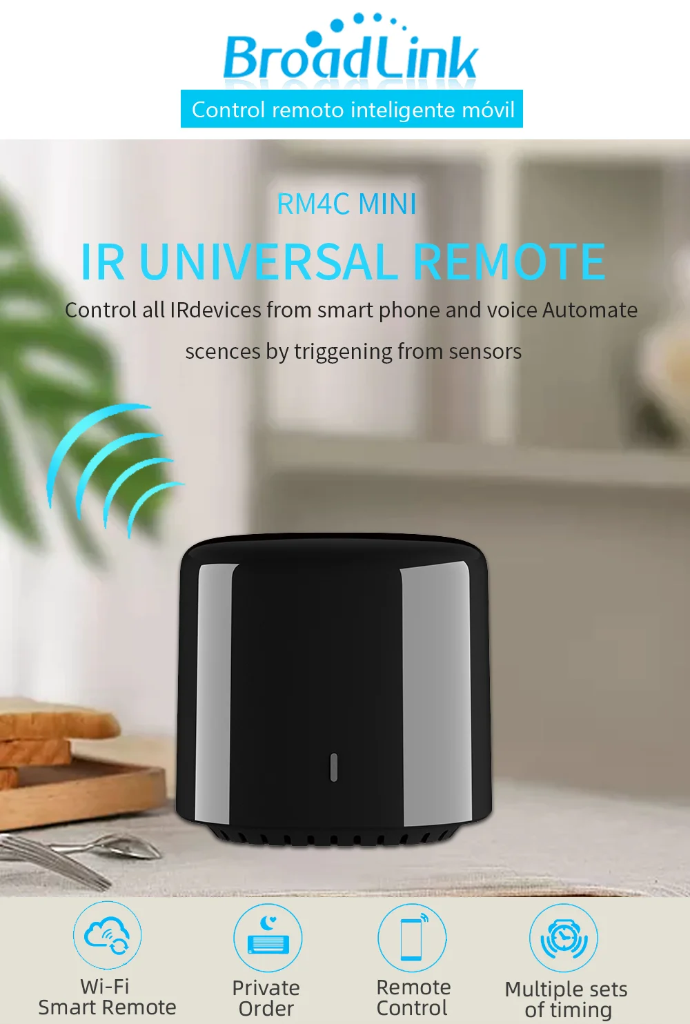 Универсальный мини пульт дистанционного управления Broadlink RM4C WiFi IR EU/US/AU/UK Bestcon Smart