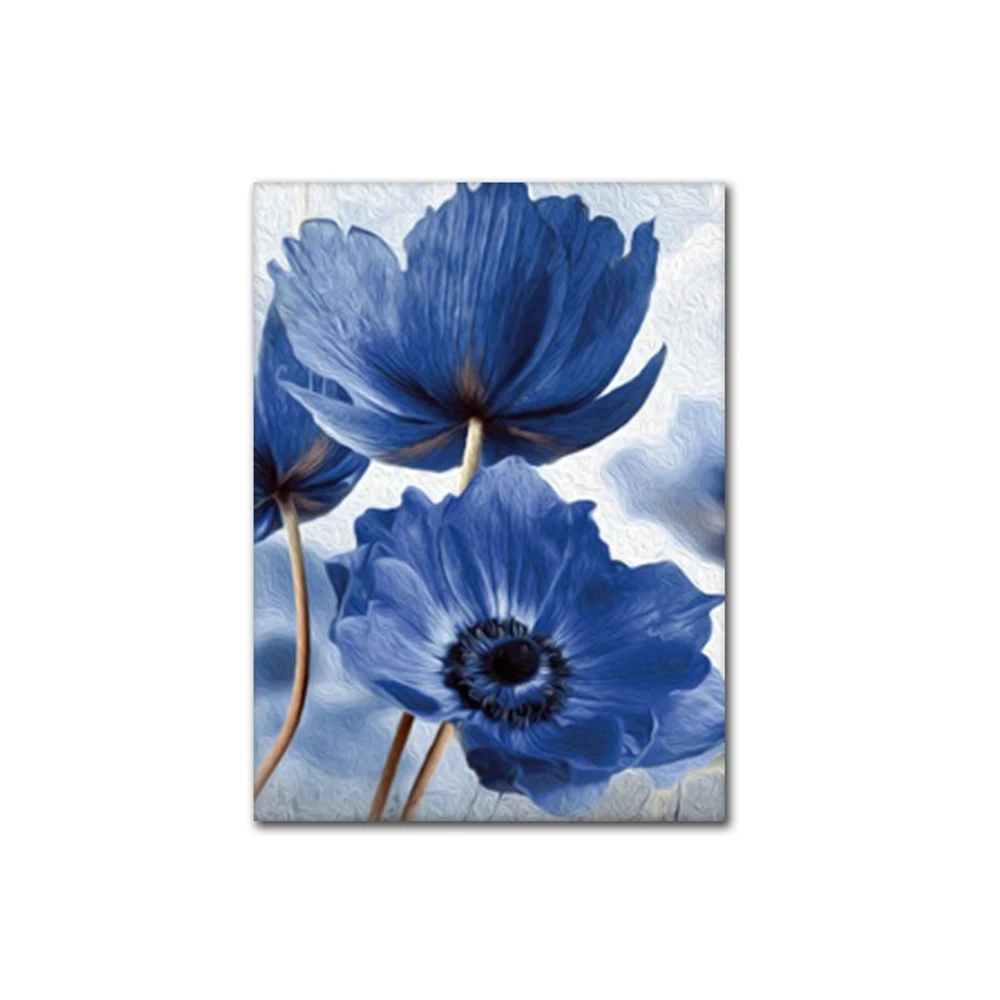 

Blue Flowers Nordic Modern Style DIY 11CT Embroidery Cross Stitch Kits Needlework Craft Set Printed Canvas Cotton Room
