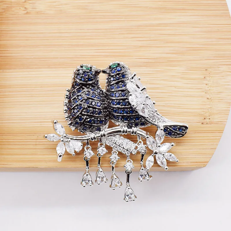 Красная/зеленая/синяя/Розовая/Серебристая циркониевая брошь в виде птицы/кулон