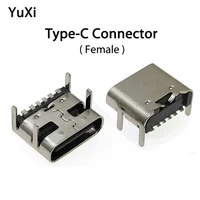 10pcslot 6 pin smt socket connector micro usb type c 3 1 female data port socket for pcb design diy charging jack