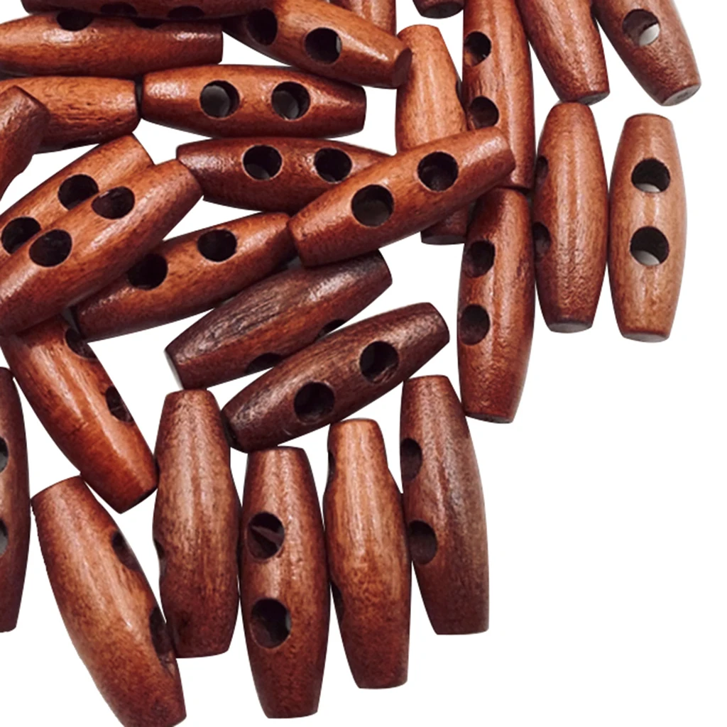2 Holes Scrapbooking Sewing Wood Toggle Buttons Oval 50Pcs 30 x 10mm | Дом и сад