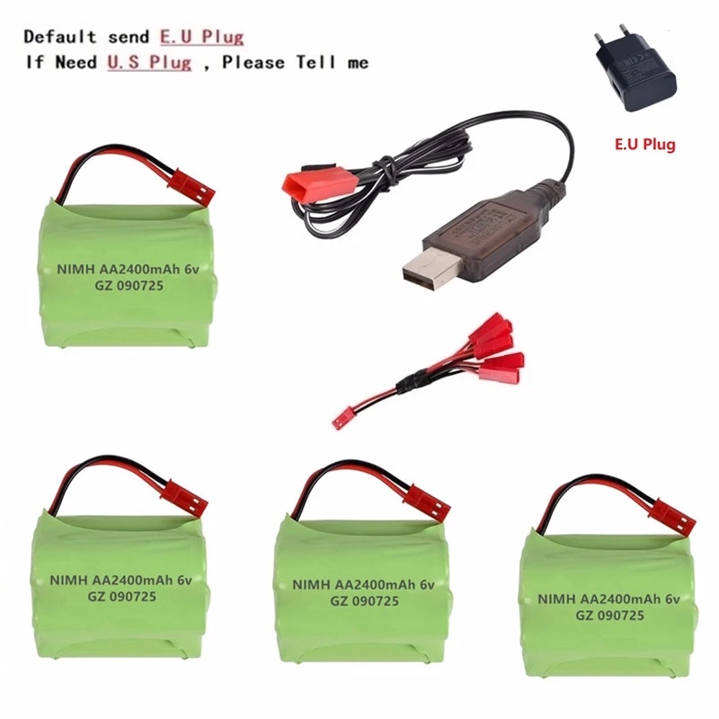 Peacock Blue JST Plug) NiMH 6v 2400mah батарея+ USB зарядное устройство для Rc игрушки автомобили танки роботы для лодок, грузовиков пистолеты AA 6v перезаряжаемый аккумулятор - Цвет: Peacock Blue