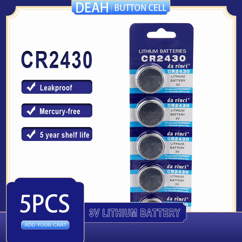 5 шт./лот CR2430 литиевая батарея 3V CR 2430 DL2430 BR2430 ECR2430 для часов компьютер калькулятор