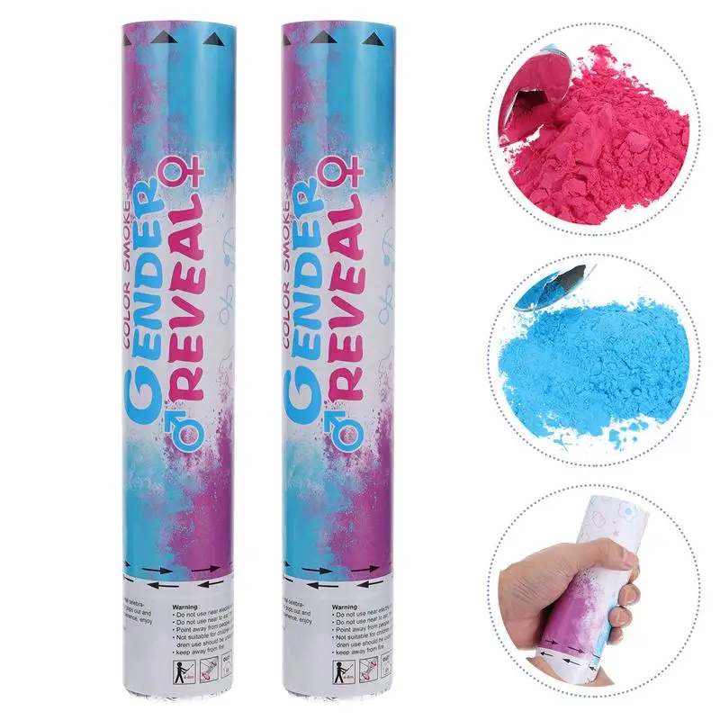 

2pcs Handheld Colored Powder Confetti Cannon Baby Gender Reveal Party Supplies