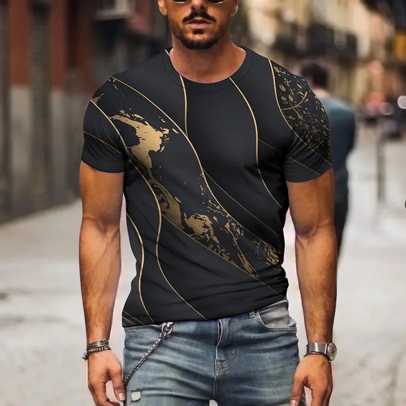 

Concise Lattice 3D Print T Shirt For Men Summer Breathable Oversize Short Sleeves Casual Sport Male T Shirt Fashion Hip Hop Tees