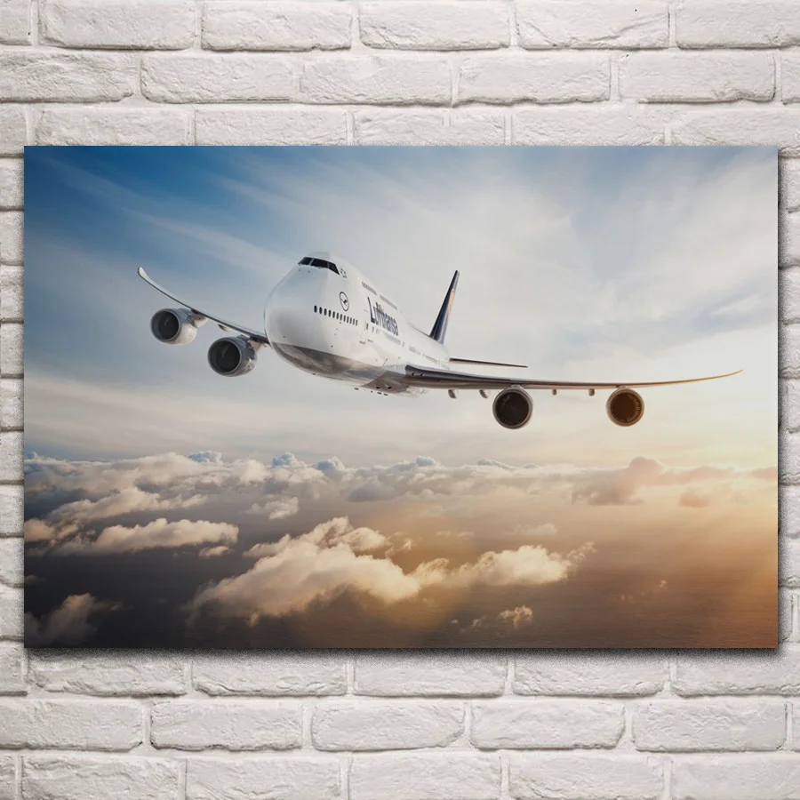 Beautiful Boeing 747 400 passenger airplane airline sky posters on the wall picture home living room decoration for bedroom