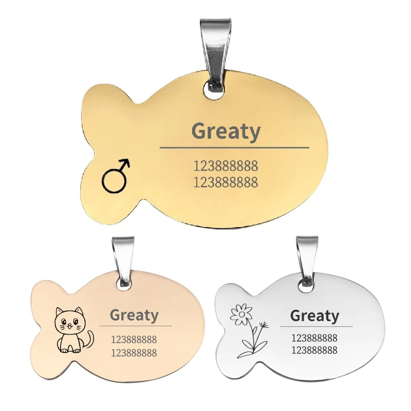 

Cat ID Tag Personalized Collar Pet Tag Engraved Name Tel Address for Puppy Pendant Custom Anti-lost Print Medal Dog Accessories