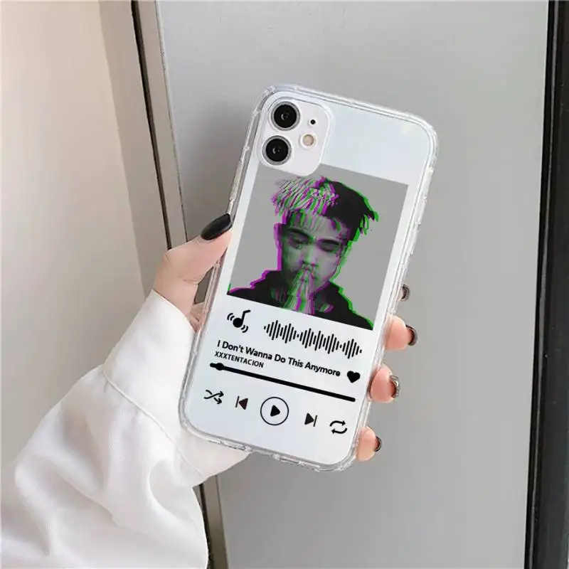 

Hot Rapper XXXTentacion music player Phone Case Transparent for iPhone 11 12 mini pro XS MAX 8 7 6 6S Plus X 5S SE 2020 XR