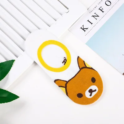 Носки с мультипликационным принтом Rilakkuma Kiiroitori, милые забавные носки, новинка, персонализированные женские хлопковые носки, calcetines mujer divertido - Цвет: 2-4