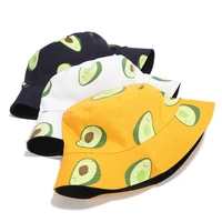 summer avocado fruits print bucket hats for girls fashion hip hop sun canvas hat men women fishermans cap boy panama gorros