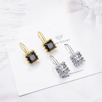 newest fresh simple stud earrings for women shiny square zircon stone stud instagram hot trendy earring piercing jewelry gifts