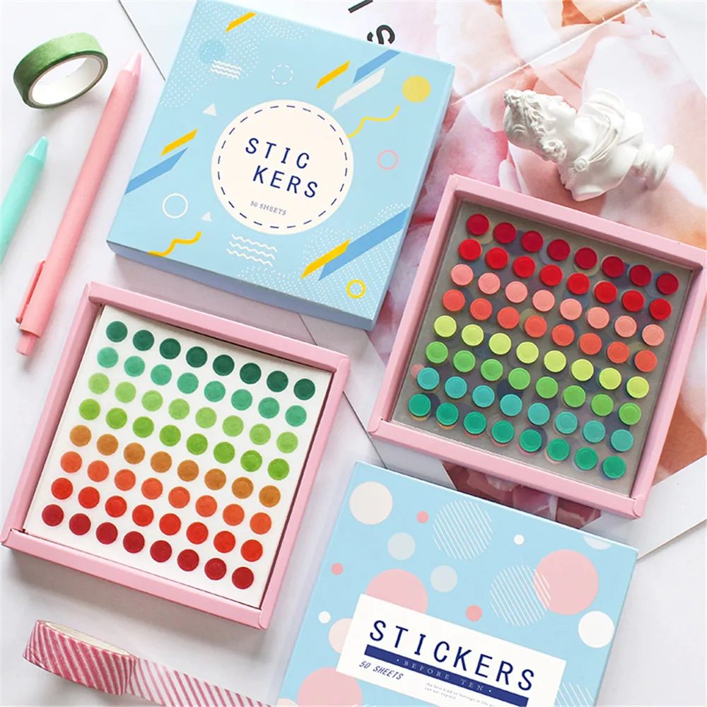 

50sheets Morandi Color Stickers Cute Colorful Dots Label Marker Stickers DIY Scrapbooking Planner Notebook Journal Decorations