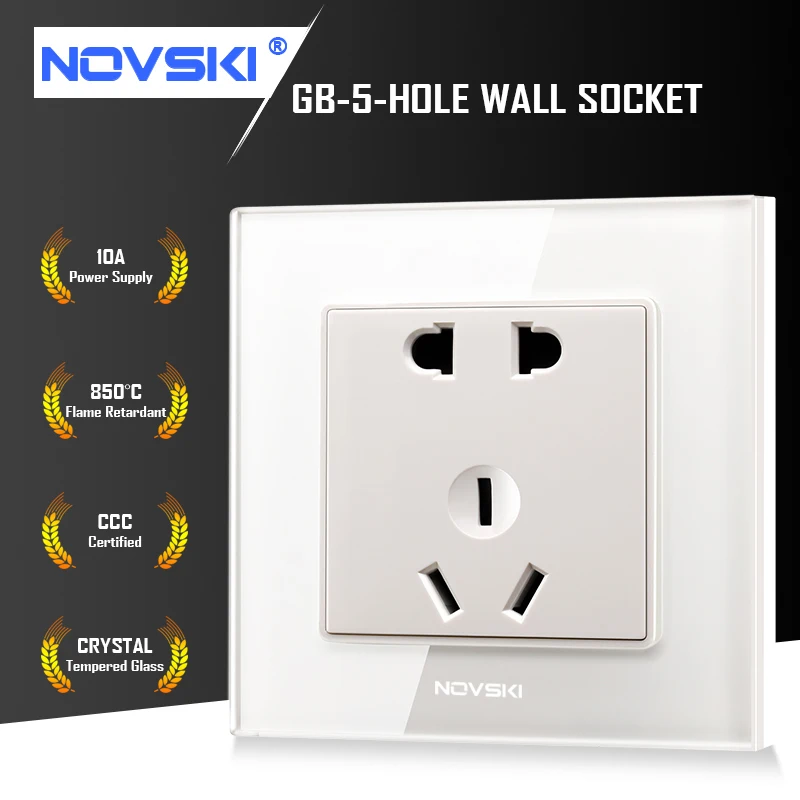 NOVSKI 10A 5 Hole Wall Socket for Xiaomi Smart Home German Bayer Base 110-250V Grounded | Обустройство дома
