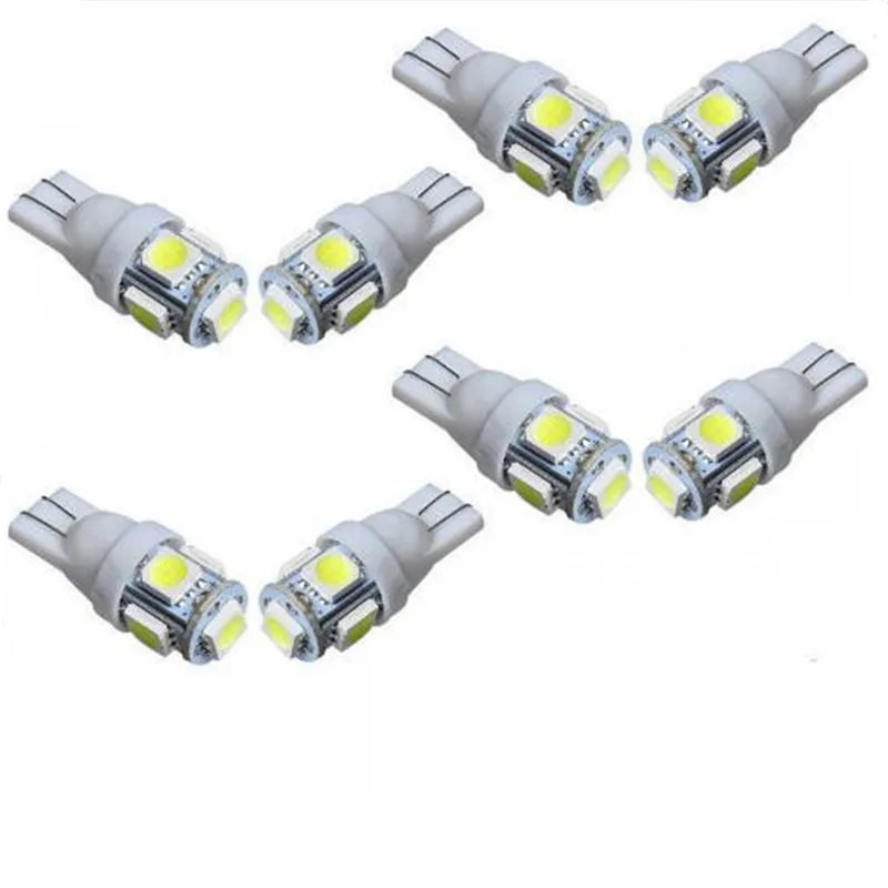 

100 шт w5w светодиодный T10 светодиодный лампы 5SMD 5050 светодиодный Стоянкы Автомобилей Автомобиля сигнальный фонарь T10 W5W Интерьер Карта Потолоч...