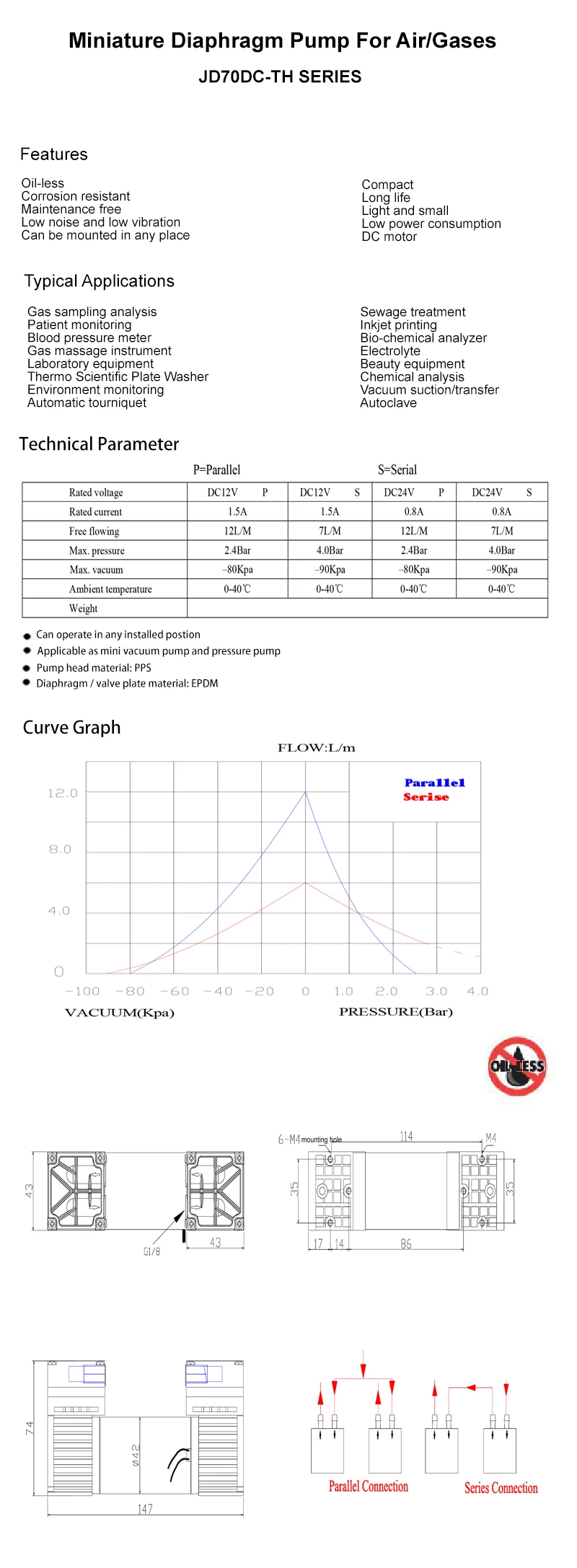 DC12V/24 V Mini Air/газов насос для отбора проб миниатюрный мембранный вакуумный насос небольшие Диафрагменные насосы для вакуума/давления Управление