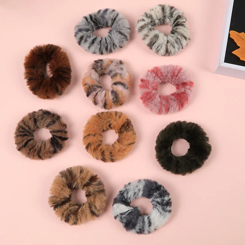 Новинка модные плюшевые резинки для волос с леопардовым принтом женщин и девочек