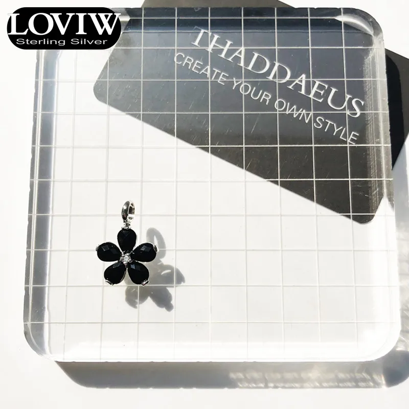 Pendant Crystal Flower Black Brand Fashion Jewelry drop shipping Necklace Accessories 925 Sterling Silver Gift For Woman | Украшения и