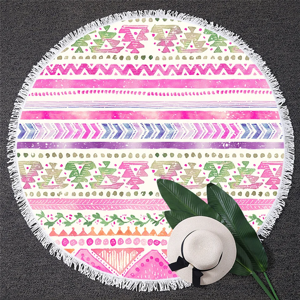 Blesslife Boho пляжное полотенце в полоску богемные круглые коврики для йоги Оранжевый