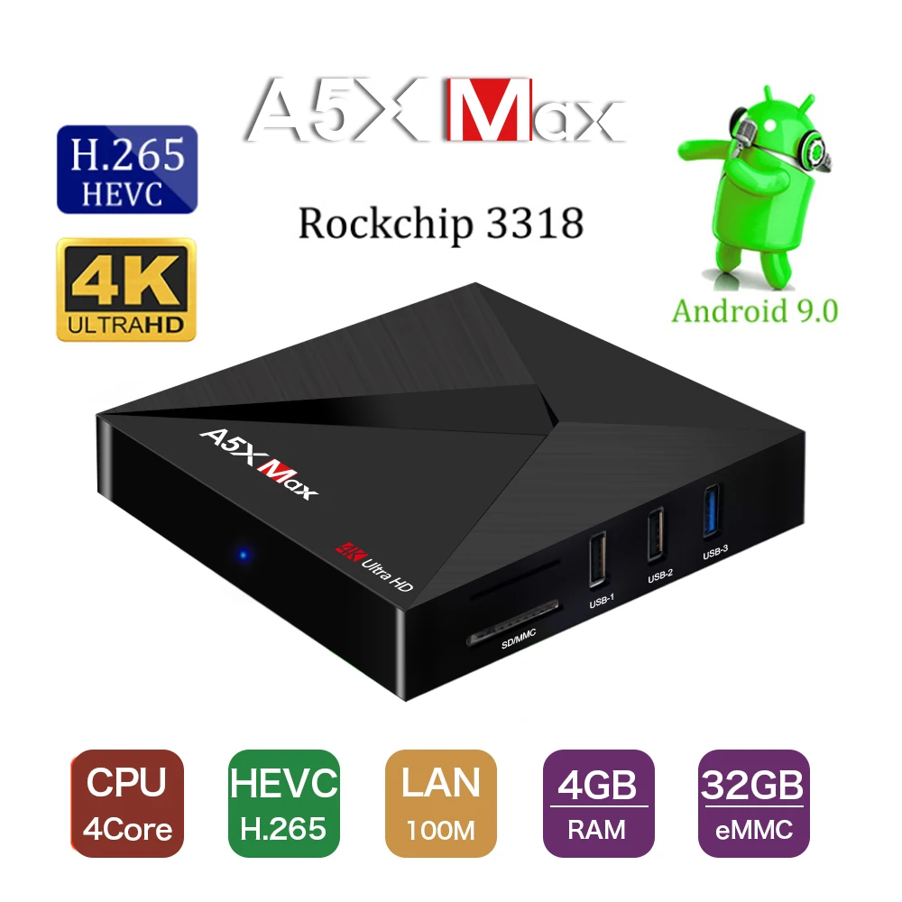 Приставка Смарт ТВ A5X MAX Android 9 0 4 ядра Гб + 32 ГБ|ТВ-приставки и медиаплееры| |