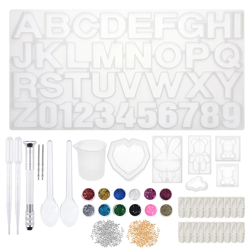 Полимерная форма для литья DIY 147 шт. алфавит ювелирных изделий буквы из кристаллов