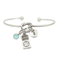 personal stereo music creative initial letter monogram birthstone adjustable bracelet fashion jewelry women gift pendant