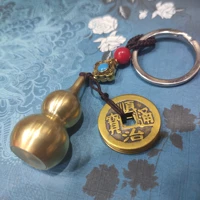 chinese gourd keychain feng shui with brass calabash wu lou keychain keyrings good luck fortune longevity wealth success jewelry