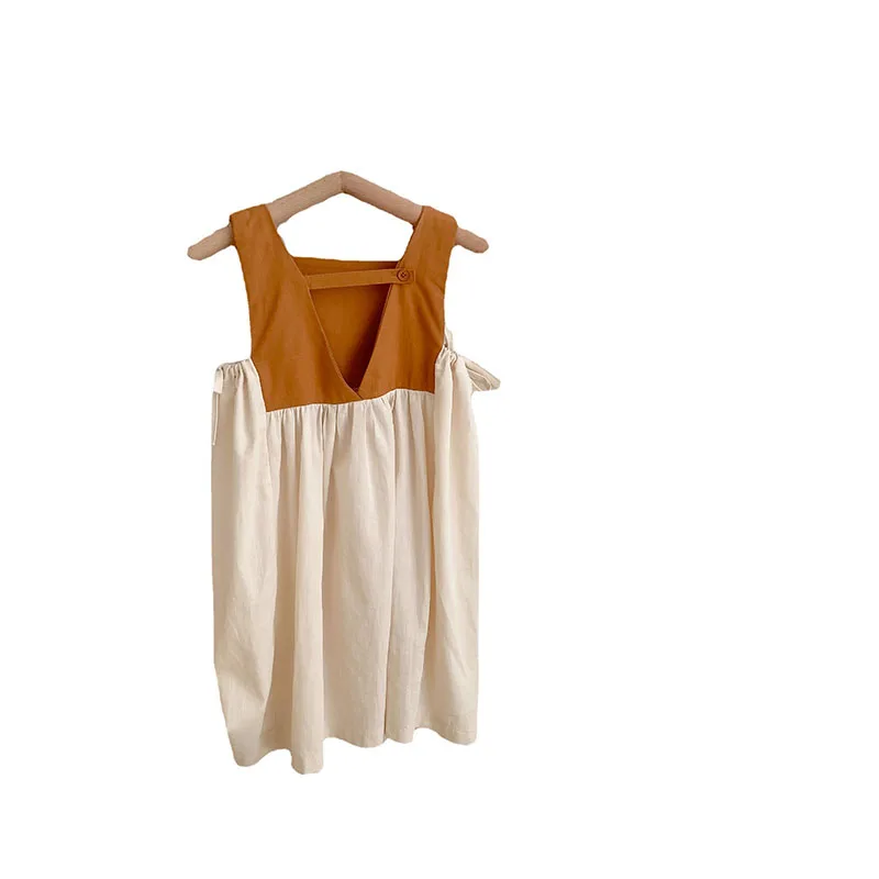 

2021 summer new children's wear girl's back hollow splicing dress baby's sleeveless dresses 2-188