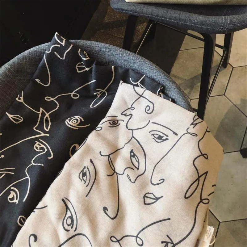 

New style Luxury silk scarves Popular silk cotton headcloth Autumn winter women Fashion print Keep warm scarf lady beach shawl