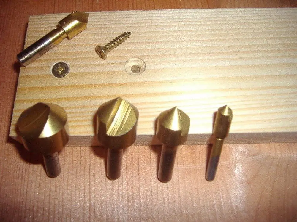 

Driak 5 Pcs 90 Degree 6-19mm Titanium Countersink Drill Bit set Chamfering Cutter Drill Bits Hole Cutter Adjustable Depth Drill