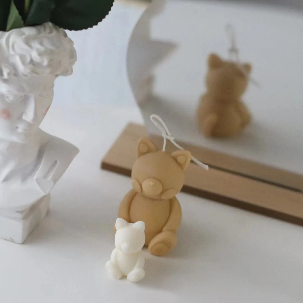 Cute Bear Cat Rabbit Scented Candle Silicone Mold DIY Fondant Cake Handmade Soap Plaster Epoxy Resin Aroma Mould | Дом и сад
