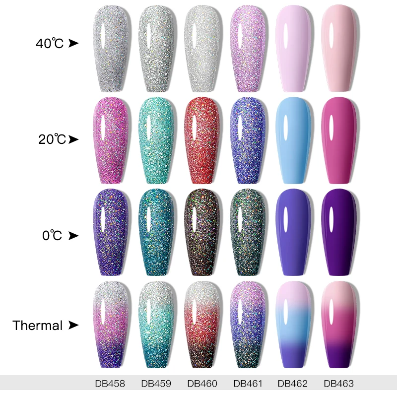 Mtssii 4 шт тепловой набор гель-лаков для ногтей ультра-тонкий блеск меняющий Цвет