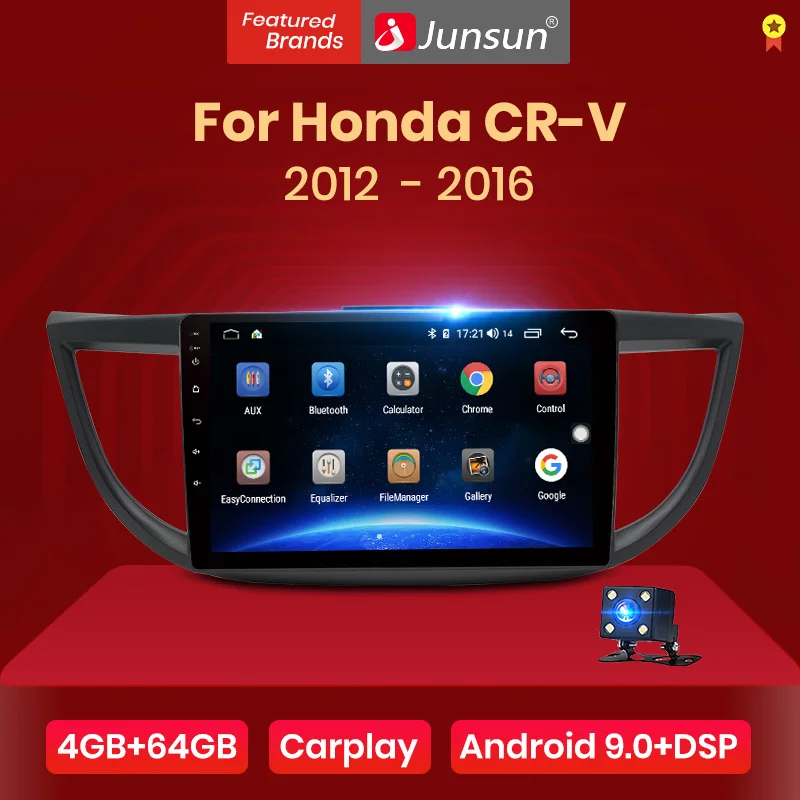 Автомобильный мультимедийный проигрыватель Junsun V1 4 Гб + 64 ГБ Android 9 0 DSP для honda crv 2011