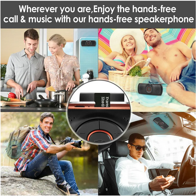 Автомобильный Bluetooth громкоговоритель поддержка MP3 Воспроизведение музыки Handfree