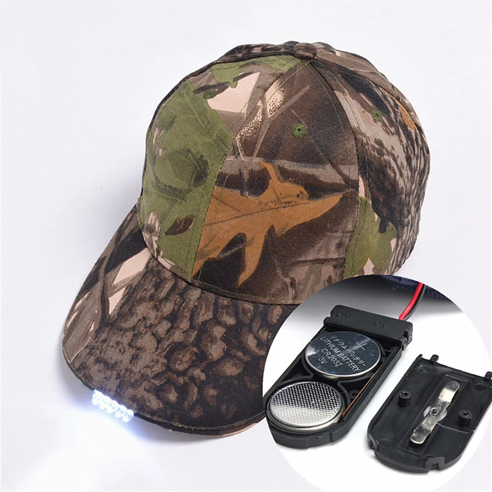 LED Cool Light Cap Rechargeable Battery Camping Fishing Baseball Cotton Peak Men Hat images - 2