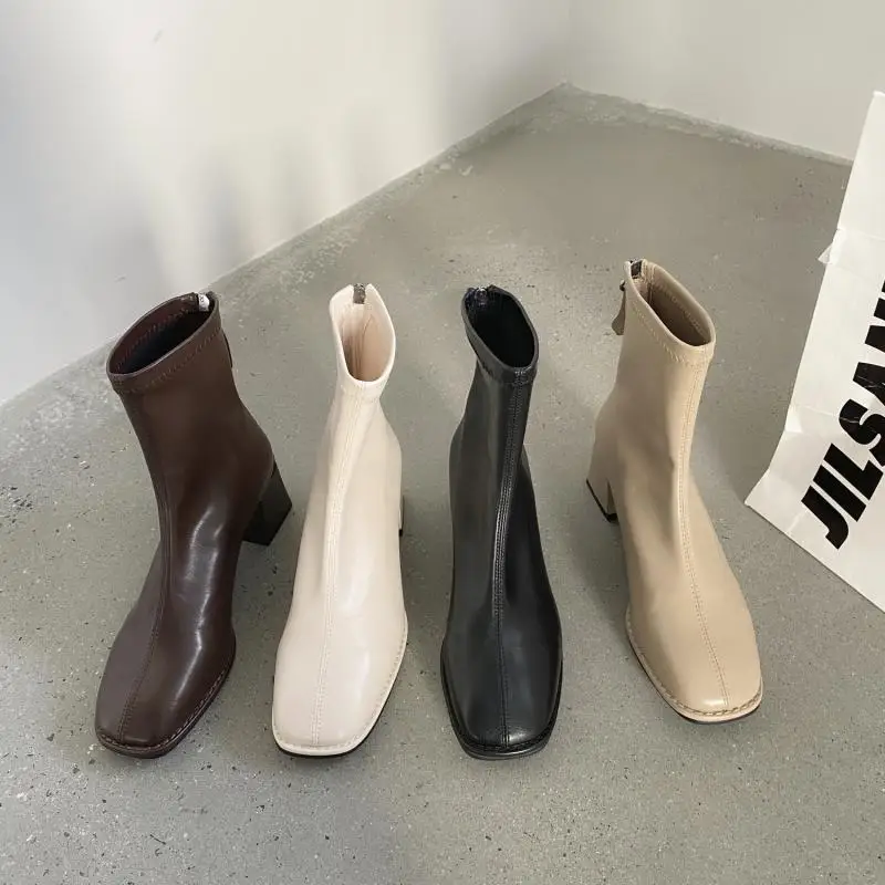 

Осенние женские ботильоны Ins однотонные массивные Ботинки Челси женские короткие ботинки черные Модные Винтажные трендовые тонкие женские...