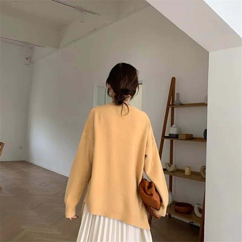 

Mazefeng New 2020 Autumn Winter Women's Sweater Female Loose Casual Fashionable Minimalist Korean Style Knitted Irregular Tops