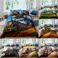 3d train bedding set queen size duvet cover set creative comforter bed cover set 23pcs home textile droppshiping