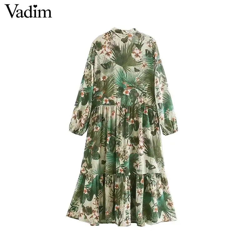 Женское элегантное платье vadim шифоновое миди с цветочным принтом длинным рукавом